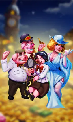 Slot-Cover mit Schweinen im Gangsterstil